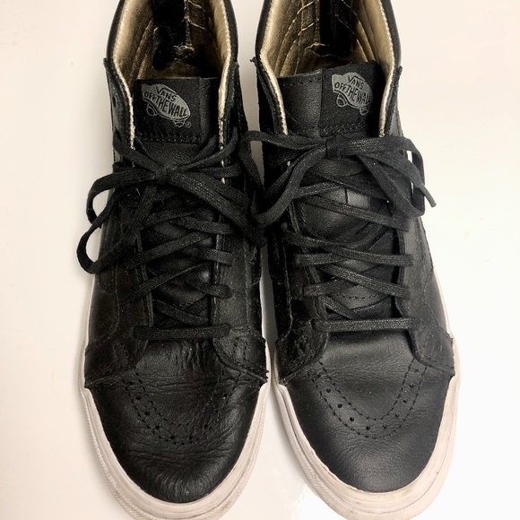 Vans SK8-HI Slim zip: Black leather w/gold zip - Picture 6 of 9